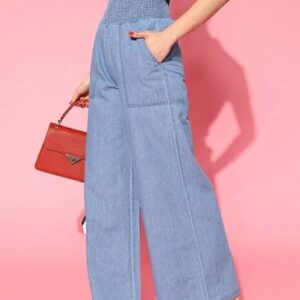 Brown High-Waist Wide Leg Tailored Trousers
