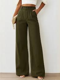 Black High-Waist Straight Wide Leg Trousers